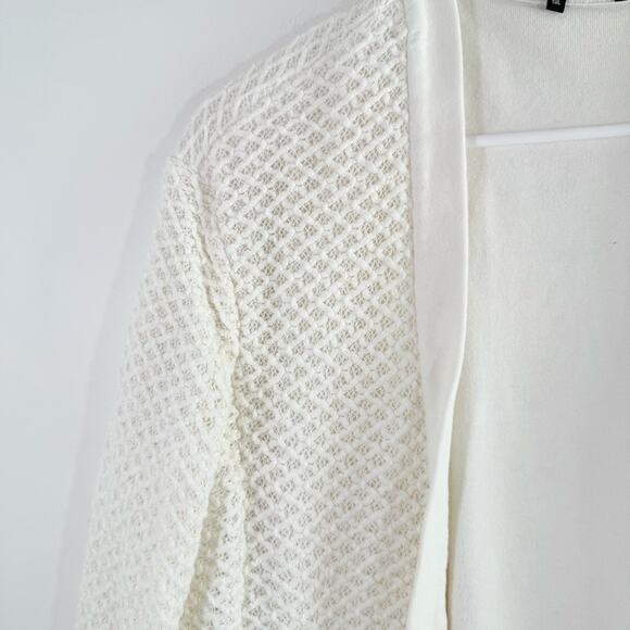 Tibi 100% Cotton White Texture Knit Open Front Sweater Cardigan Medium Large - Picture 3 of 10